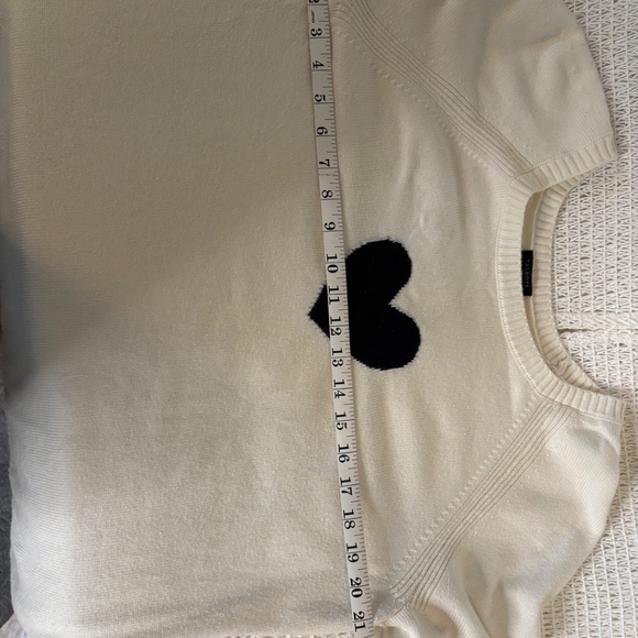Womens Off White sweater with Navy Blue heart from Talbots Size: L-Petite - Picture 3 of 4
